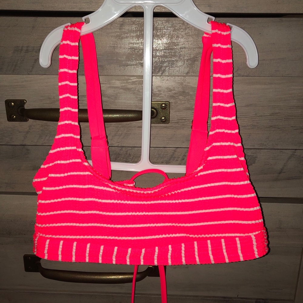 Pink and White Bikini Top
